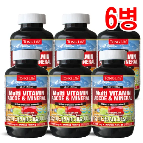 TongLife 온가족 종합비타민ABCDE+미네랄300정-10개월-6병