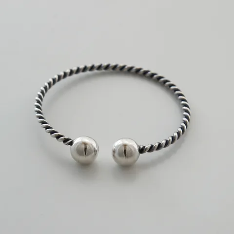 제이로렌 B0878 엔틱 실버볼 포인트 뱅글 팔찌