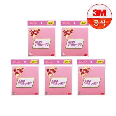 [3M]부직포 칼라행주3매입5개세트