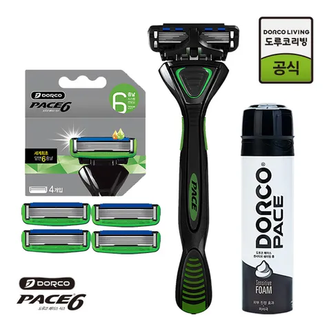 [도루코] 페이스6 6중날 면도기날2입+면도날4입+센서티브 쉐이빙폼 210ml