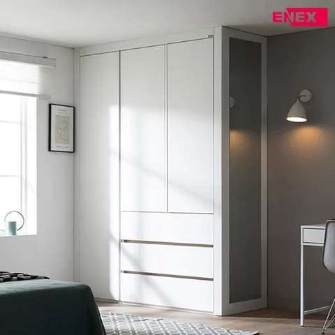 버클리 작은방 붙박이장 3단서랍형화이트 1701~1850mm