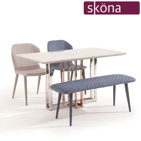 스코나 칼리온 대리석 4인 식탁 세트벤치형