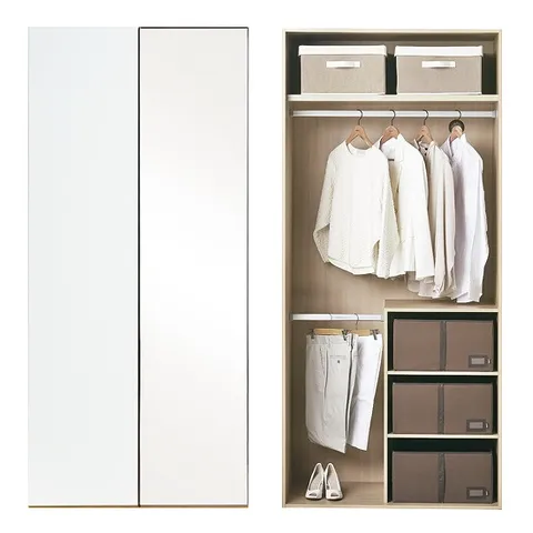 바이엘 글로시 거울옷장 화이트 하이글로시 100cm(높이216cm) T수납형