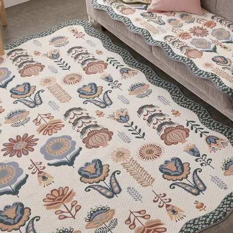 베누지오 리즈 자카드 카페트 2종세트 대형 + 욕실매트 오렌지