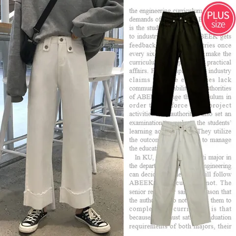 [퍼스트클로]롤업 와이드 일자 코튼데님 보이핏 팬츠_GB6667