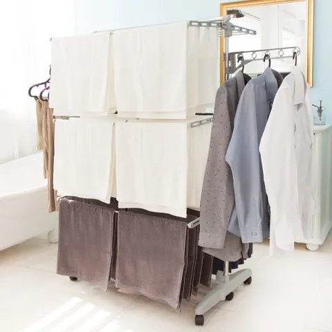 보노 6단 빨래 건조대 다용도봉 튼튼한 스틸 이동식 빨래걸이