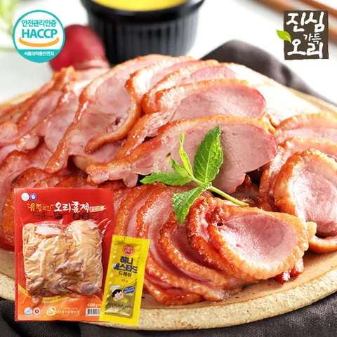 진심가득오리 유황먹은훈제오리600gx4팩2.4kg+소스