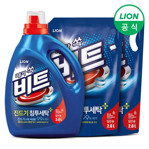 비트 액체세제 일반/드럼 3L 용기 1개 + 2L x 2개