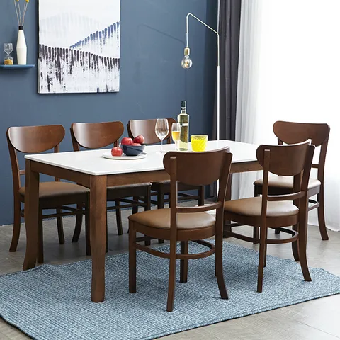 [착불] 데미안모카 쿠키 6인용 대리석 식탁세트 의자포함