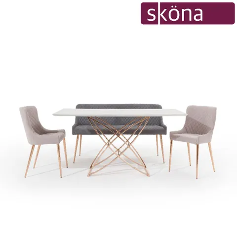 스코나 월리스 세라믹대리석 4인 식탁세트벤치형