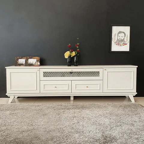 크리밍 웨인스코팅 2000 tv원목거실장 화이트 원목다리