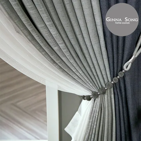 [지나송] 디아 4중직 암막커튼2장+쉬어커튼4장+봉세트