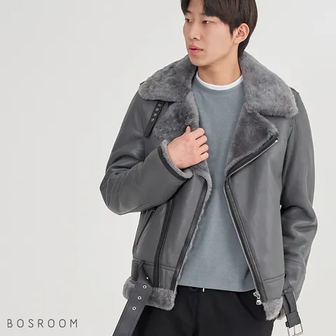 [BOSROOM]남성 헨리 양가죽양털 벨트라이더
