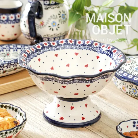 메종오브제 프라카 폴란드풍 도자기 스텐드 볼 22cm