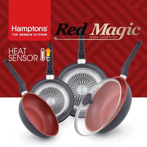 레드매직 인덕션 프라이팬 4종 세트 24cm + 28cm + 궁중팬 24cm + 28cm + 유리뚜껑 28cm