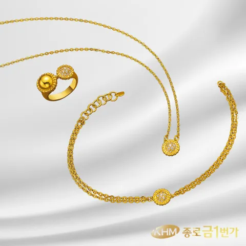 순금 목걸이/팔찌 2종 택 24K 아델 18.75g+18k 잠금