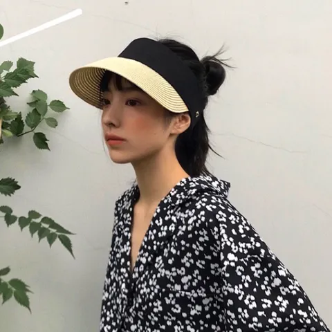 엔비 블랙모던썬캡 여성 여름 썬캡 모자 밀짚