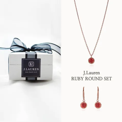 제이로렌 9SE0040 7월탄생석 루비 실버 주얼리세트