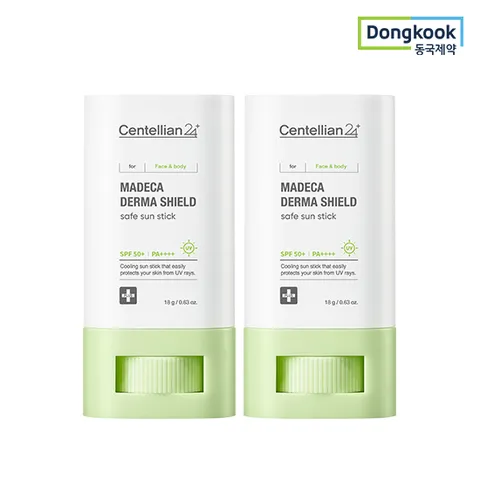 마데카 더마쉴드 세이프 선스틱 18g 2개(SPF50+ PA++++) 24H 촉촉 쿨링효과 진정 자외선차단제