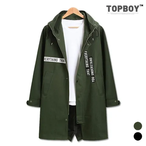 [하프클럽/탑보이]면 테이프 오버핏 롱 야상자켓 SC007