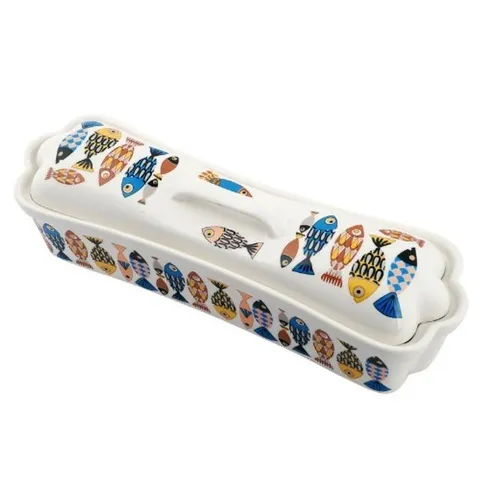 도자기 직사각 수저통(블루피쉬) 수저함 주방용 수저통 씽크대 수저통 물빠짐 수저통