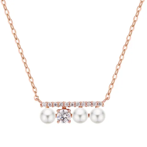 [새미쥬얼리] 14k 아망 큐빅 진주 목걸이