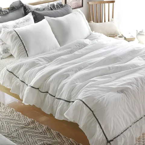 벨라이프 롱 프릴 리본 바이오워싱면 차렵이불 SS/Q 2color