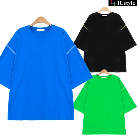 H스타일MZ엔조이반팔박스티/봄/티셔츠/맨투맨/라운드/V넥/빅/루즈핏
