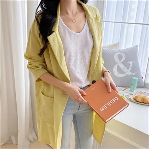 [하프클럽/옷자락]여자 여름 오피스룩 10컬러 싱글 버튼 롱 린넨 자켓