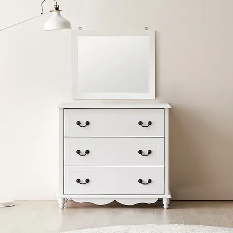 EDF 화이트 3단 서랍장+화장대 거울 DF902429