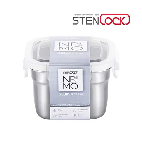 스텐락 네모 정사각 스텐 밀폐용기 5호 530ml