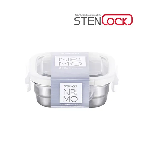 스텐락 네모 정사각 스텐 밀폐용기 3호 270ml
