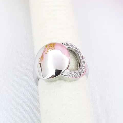 [현골드앤실버]18k 서클 패션 화이트 반지