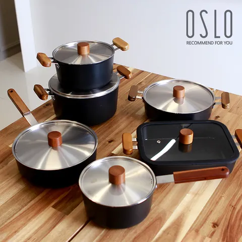 오슬로 인덕션 냄비 6종 편수 18cm + 양수 20cm + 24cm + 전골 24cm + 사각전골 + 멀티팟