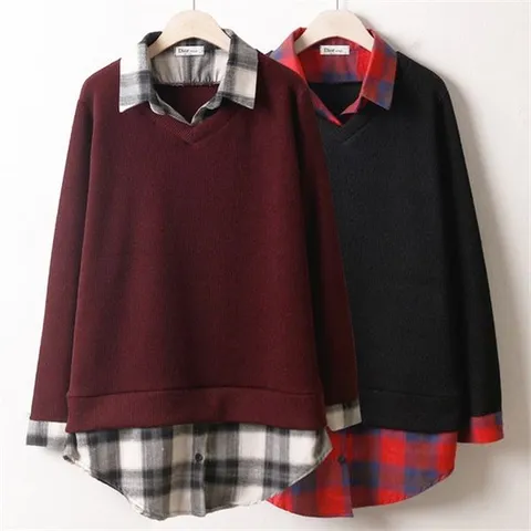 [하프클럽/아이우먼]OL 엣지체크셔츠티0633RH911 빅사이즈