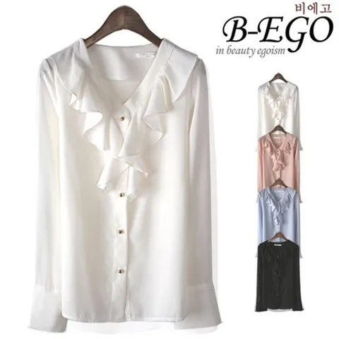 [하프클럽/비에고]C503_브이 러플 블라우스