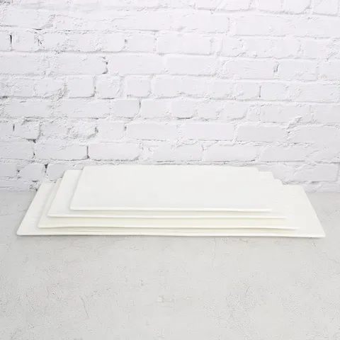 크레아트 라인무늬 낮은 직사각 접시 4size