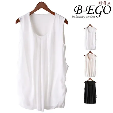 [하프클럽/비에고]275BG_쉬폰 셔링 이중 나시