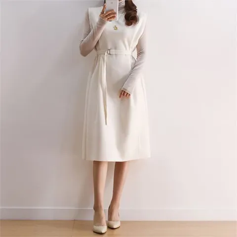 [하프클럽/코코젠]드롱 슬리브 벨트 원피스