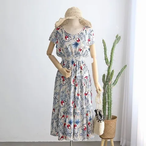 [하프클럽/마일리지]야자수스모크원피스 9BOP033