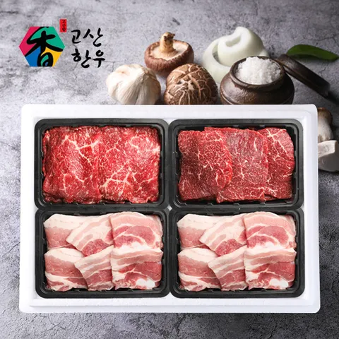 고산 한우/한돈혼합세트1호/한우불고기400g+한우국거리400g+삼겹살400gx2팩