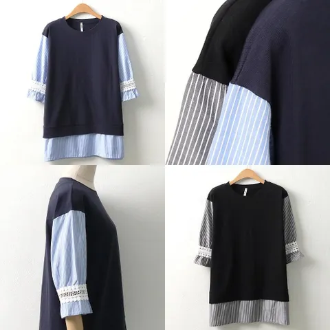 [하프클럽/시드마켓]빅사이즈/앤디/레이스/줄지/셔츠5949W907