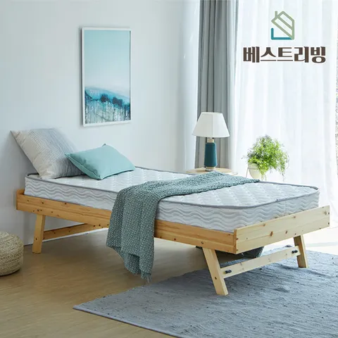 [착불]스탠드 업 원목 싱글침대/매트별도/매트포함
