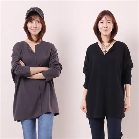 [하프클럽/아이우먼]아이우먼 루즈핏트임블라우스 WW4749M910 빅사이즈