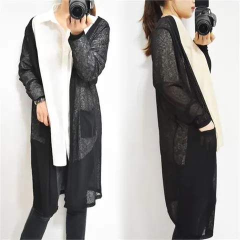 [하프클럽/아이우먼]빅사이즈 0174L907 비치 골지 롱 가디건 HG