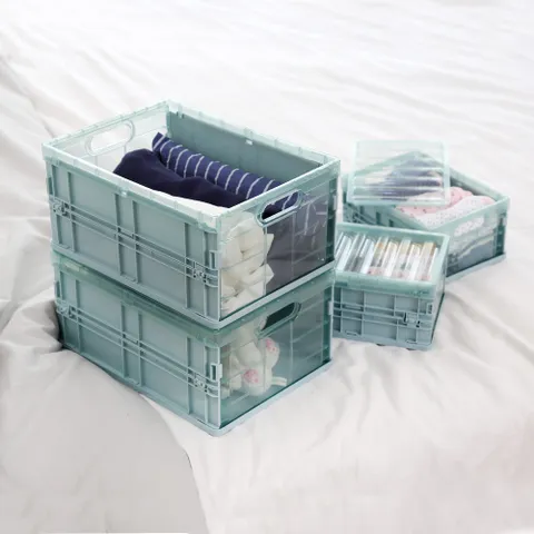 적층 폴딩박스 덮개 접이식 리빙박스 대중소 7P 세트 캠핑 3colors