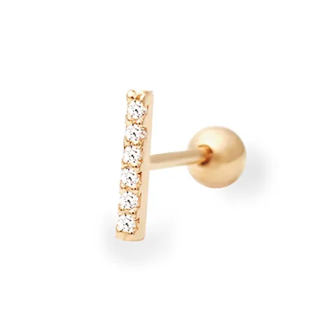 [미니아트] 14K 골드 미니스틱 큐빅 데일리 베이직 심플 금 피어싱