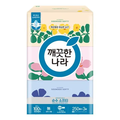 깨끗한나라 부드러운 미용티슈(250매X3입)
