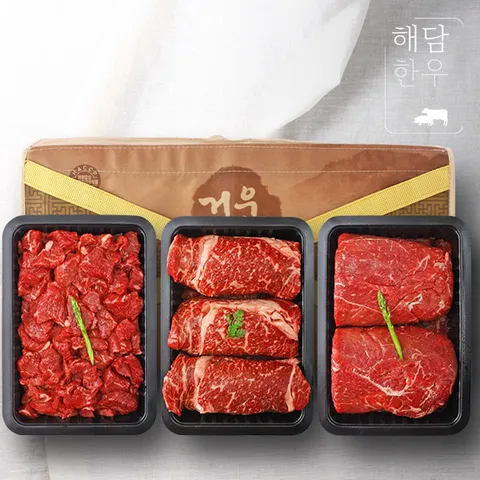 [해담한우] 1등급 한우 구이정육세트 2호 1.5kg 등심/국거리/불고기