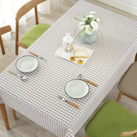 북유럽감성 방수식탁보_브라운체크